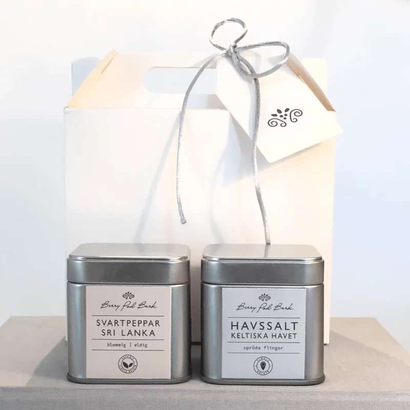 Gå-bort-present, salt och ekologisk peppar