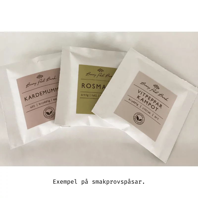 Smakprovspåsar - Berry Pod Bark - exempel